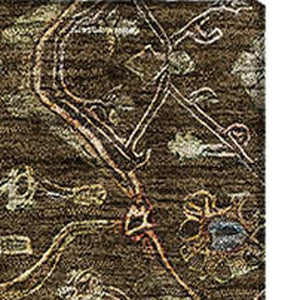 HomeRoots 5' X 8' Elegant Chocolate Copper Blue Oriental Area Rug – Washable, UV Protected & Stain Resistant! 685436