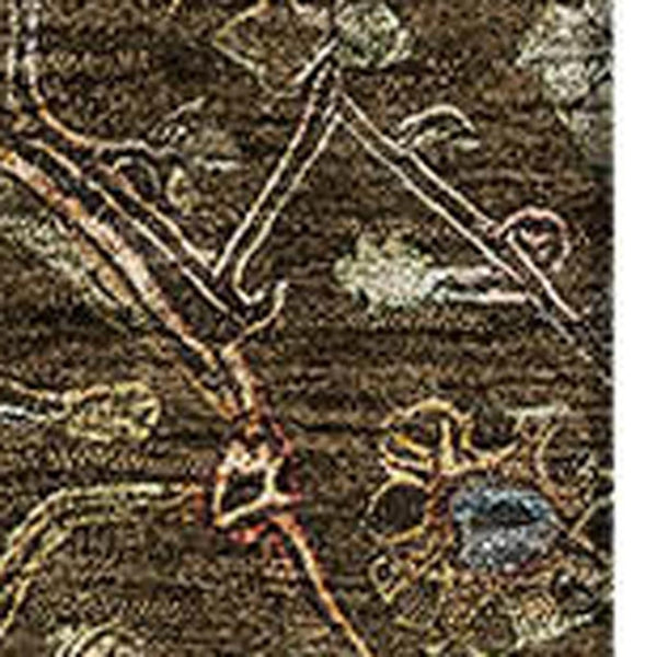 HomeRoots 8' X 10' Chocolate Copper & Blue Oriental Area Rug - Washable, UV-Protected, Durable & Stylish 685440