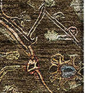 HomeRoots 9' X 12' Elegant Chocolate Copper & Blue Oriental Washable Area Rug with UV Protection & Durability 685442