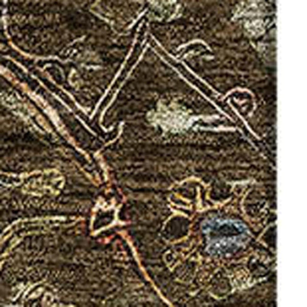 HomeRoots 9' X 12' Elegant Chocolate Copper & Blue Oriental Washable Area Rug with UV Protection & Durability 685442