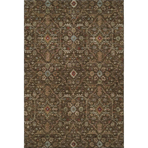 HomeRoots 9' X 12' Elegant Chocolate Copper & Blue Oriental Washable Area Rug with UV Protection & Durability 685442