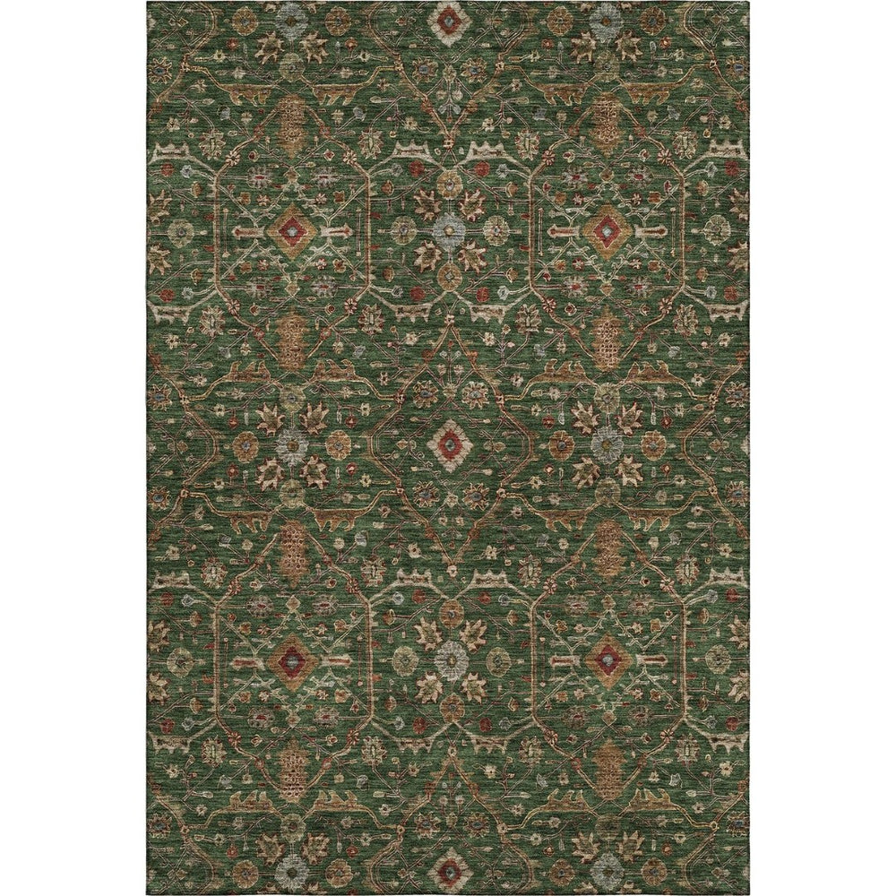 HomeRoots 5' X 8' Washable Emerald Copper Beige Oriental Area Rug with UV Protection for Busy Homes 685448