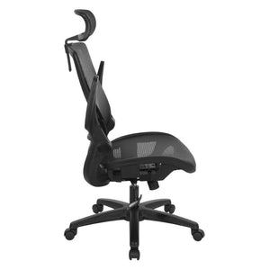 OSP Home Furnishings Mesh Back Ergonomic Manager Chair with Adjustable Headrest Lumbar Support and Flip Armrests EMM65151HR-3