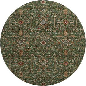 HomeRoots 8' Emerald Copper Beige Oriental Round Rug – Washable, UV Protected, Durable & Stylish Home Accent 685450