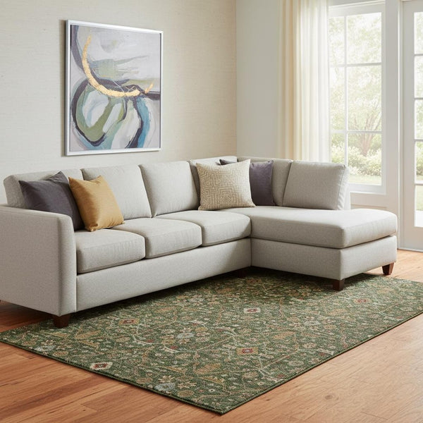 HomeRoots 10' Emerald Copper Beige Oriental Area Rug - UV Protected, Stain Resistant & Washable for Homes 685456