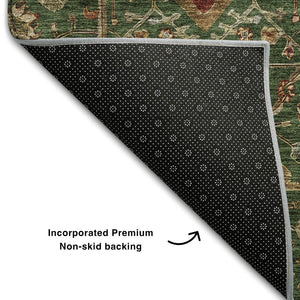 HomeRoots 10' Emerald Copper Beige Oriental Area Rug - UV Protected, Stain Resistant & Washable for Homes 685456