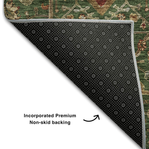 HomeRoots 10' Emerald Copper Beige Oriental Area Rug - UV Protected, Stain Resistant & Washable for Homes 685456