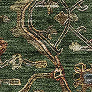 HomeRoots 10' Emerald Copper Beige Oriental Area Rug - UV Protected, Stain Resistant & Washable for Homes 685456