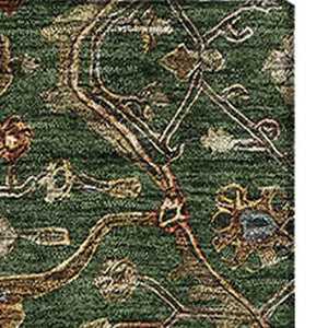 HomeRoots 10' Emerald Copper Beige Oriental Area Rug - UV Protected, Stain Resistant & Washable for Homes 685456
