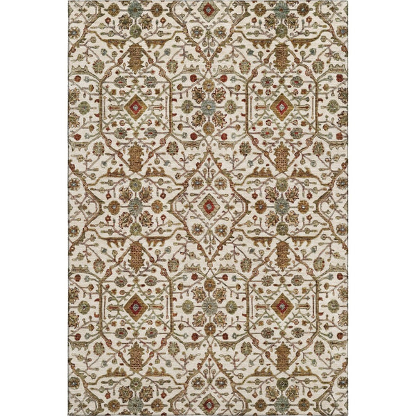 HomeRoots 5' X 8' Ivory, Red & Gold Oriental Washable Area Rug - Durable, Stain-Resistant & UV Protected Design 685460