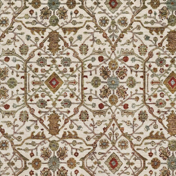 HomeRoots 8' X 10' Ivory Red Gold Oriental Rug – Washable, UV Protected, Perfect for Living Rooms & Playrooms! 685464