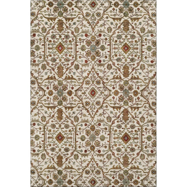HomeRoots 9' X 12' Ivory Red and Gold Oriental Area Rug – Durable, Washable, UV Protected Elegance for Homes 685466