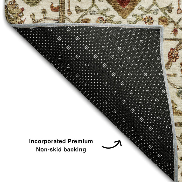 HomeRoots 10' X 14' Stunning Ivory, Red & Gold Oriental Area Rug - Stain Resistant, UV Protected & Durable! 685468