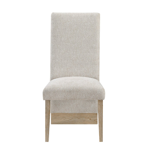 English Elm STACEY Solid Wood Dining Chair Set of 2 with Bouclé Polyester Upholstery, Contemporary Extended Back Design Beige,Natural 43.31 L x 20.08 W x 16.73 H B201P342800