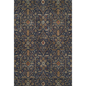 HomeRoots 10' Navy Blue Gold & Copper Oriental Area Rug - Washable, Stain-Resistant with UV Protection! 685480