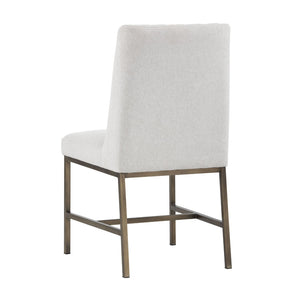 Sunpan LEIGHLAND Dining Chair - Elegant Diamond Stitching with Antique Brass Frame for Timeless Comfort Light Grey 102250