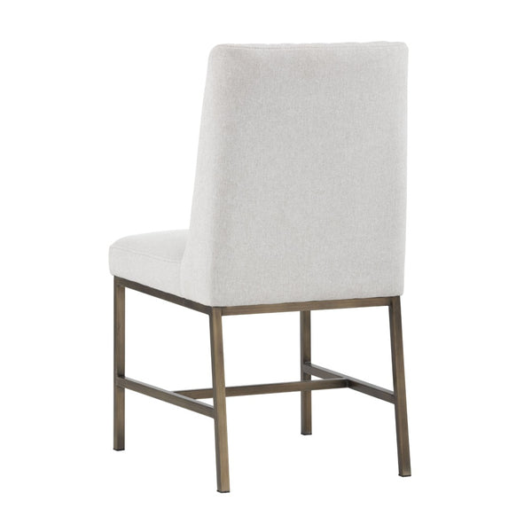 Sunpan LEIGHLAND Dining Chair - Elegant Diamond Stitching with Antique Brass Frame for Timeless Comfort Light Grey 102250