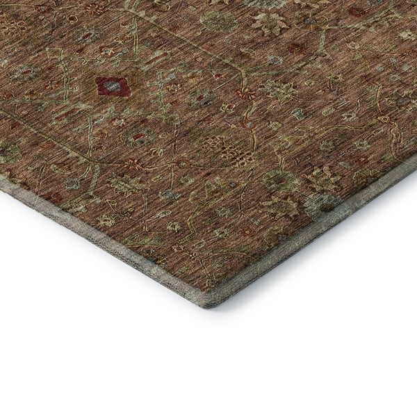 HomeRoots 5' X 8' Vibrant Rust, Gold & Blue Oriental Area Rug – Durable, Washable, UV Protected for Homes 685484