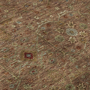 HomeRoots 8' Rust Gold and Blue Oriental Round Rug – Durable, Washable, UV Protected for High-Traffic Spaces! 685486