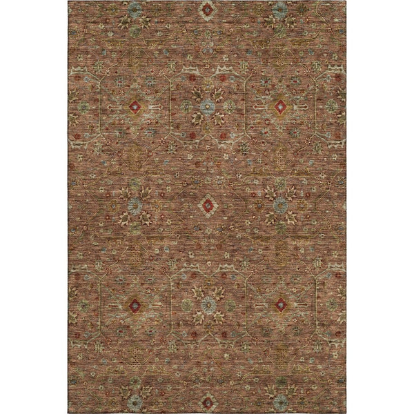 HomeRoots 9' X 12' Elegant Rust Gold & Blue Oriental Area Rug - Durable, Washable, UV Protected for Homes 685490