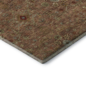 HomeRoots 9' X 12' Elegant Rust Gold & Blue Oriental Area Rug - Durable, Washable, UV Protected for Homes 685490