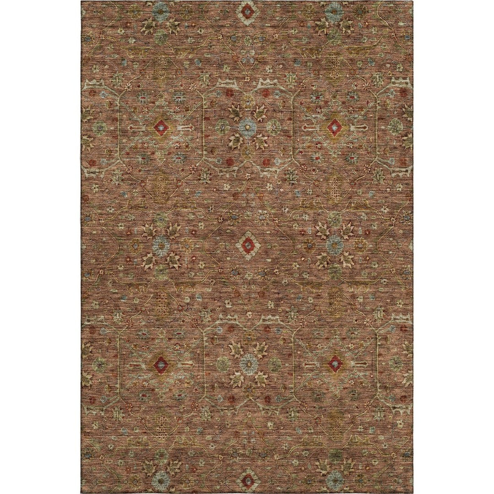 HomeRoots 10' X 14' Rust Gold & Blue Oriental Area Rug - Washable, UV-Resistant, Durable for Everyday Elegance 685492