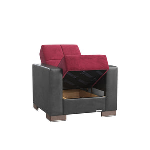 English Elm Primenest Nimbusflow Convertible Armchair With Hidden Storage - Stylish Burgundy/Black Pu Comfort B030P286182-GIGA
