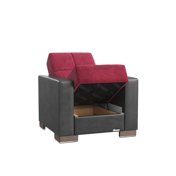English Elm Primenest Nimbusflow Convertible Armchair With Hidden Storage - Stylish Burgundy/Black Pu Comfort B030P286182-GIGA
