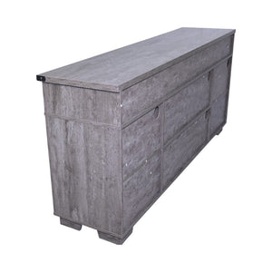 English Elm 65.3" TV Stand with LED Ambience, Sliding Iron Mesh Barn Doors, Y-Accent Rustic Farmhouse Storage Antique Gray W1412P271801