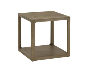 Sunpan Doncaster Side Table - Elegant Solid Oak Design with Adjustable Levelers for Modern Interiors Smoke Grey