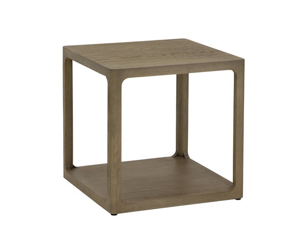 Sunpan Doncaster Side Table - Elegant Solid Oak Design with Adjustable Levelers for Modern Interiors Smoke Grey