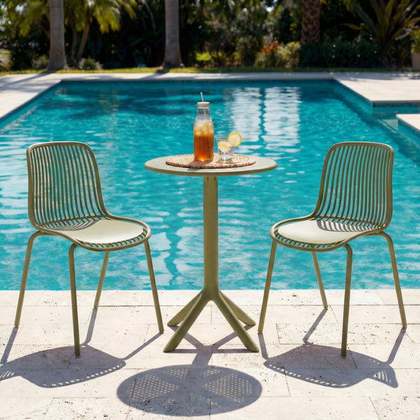English Elm Eldred Outdoor Stackable Dining Chairs Set of 2 Uv Resistant Patio Seating Sage Green N776P390471G