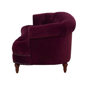 English Elm La Rosa Victorian Chesterfield Sofa Tufted Velvet with Nailhead Trim Formal Seating Burgundy B2719P238186