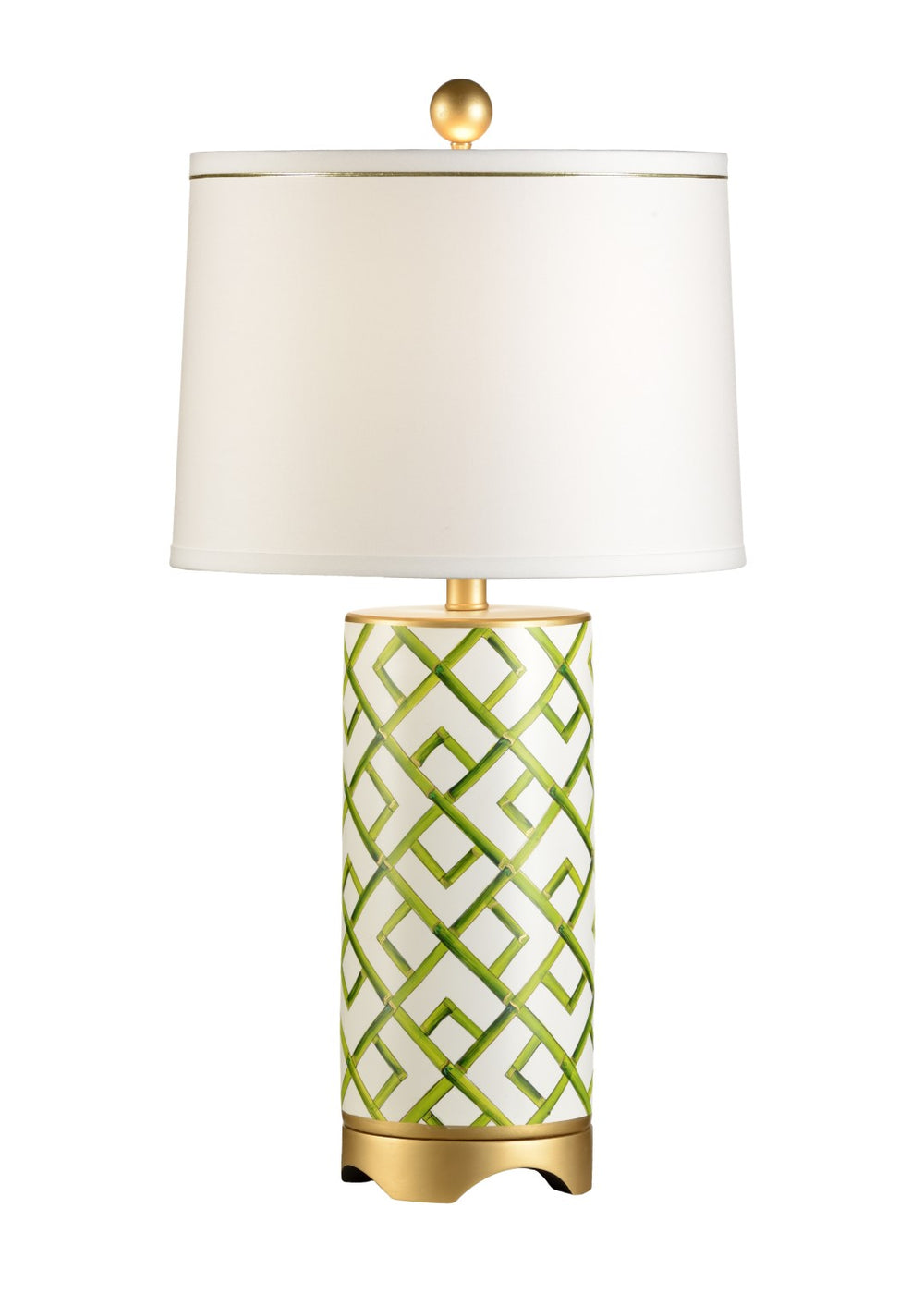Chelsea House Bamboo Hand-Painted Porcelain Table Lamp With Green Bamboo Squares, Gold Accents, 27" H Compact Design 68562