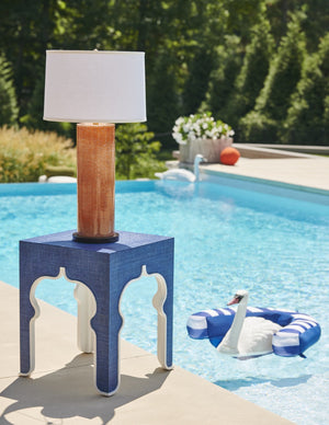 Chelsea House Anderson Hand-Colored Euroceramic Table Lamp With Orange Glaze & Cherry Base — 34" Transitional Accent Light 68576