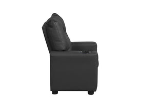 English Elm Evelyne Youth Pu Leather Recliner with Cupholder for Playroom or Bedroom Lounge Black B2749P413212