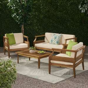 English Elm Aston Outdoor Acacia Wood 4 Seat Mid-century Chat Set with Loveseat and Club Chairs 68589.00CRM-2_68891.00CRM