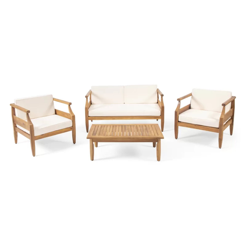 English Elm Aston Outdoor Acacia Wood 4 Seat Mid-century Chat Set with Loveseat and Club Chairs 68589.00CRM-2_68891.00CRM
