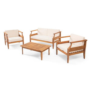English Elm Aston Outdoor Acacia Wood 4 Seat Mid-century Chat Set with Loveseat and Club Chairs 68589.00CRM-2_68891.00CRM