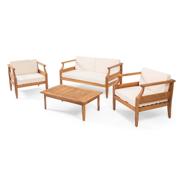 English Elm Aston Outdoor Acacia Wood 4 Seat Mid-century Chat Set with Loveseat and Club Chairs 68589.00CRM-2_68891.00CRM