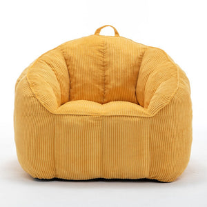 English Elm Giant Corduroy Bean Bag with Armrests Shredded Foam Lounge Chair for Living Room Yellow W2200P442626