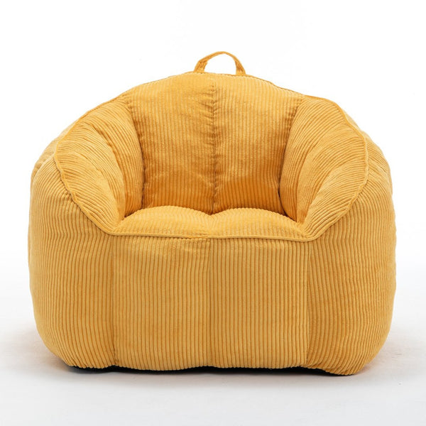 English Elm Giant Corduroy Bean Bag with Armrests Shredded Foam Lounge Chair for Living Room Yellow W2200P442626