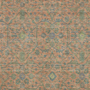HomeRoots 8' X 10' Coral Denim Blue & Green Oriental Area Rug - Washable, UV-Protected, Stylish & Durable! 685968