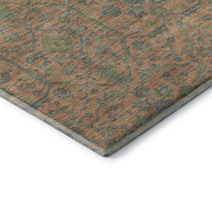 HomeRoots 10' X 14' Coral Denim Blue & Green Washable Area Rug with UV Protection for Stylish Living Spaces 685970