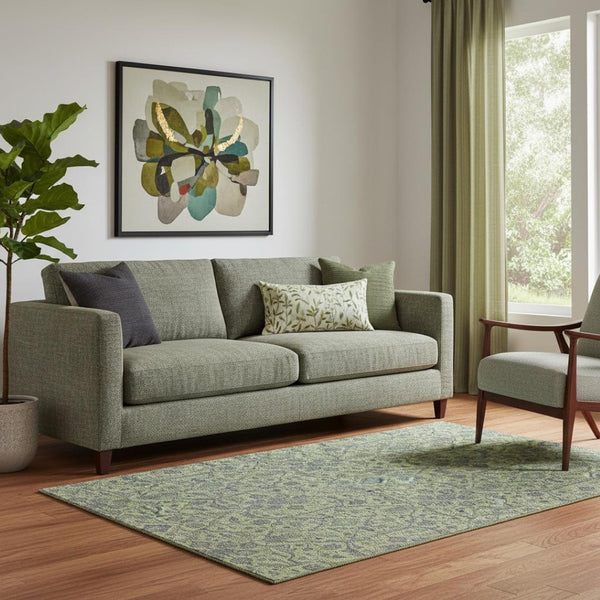 HomeRoots 5' X 8' Vibrant Lime Green & Gray Oriental Area Rug - Washable, Stain-Resistant, UV Protected! 685972