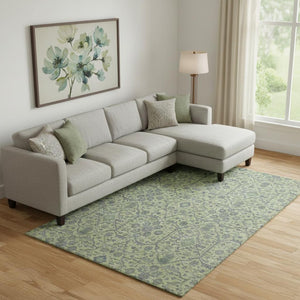 HomeRoots 9' X 12' Vibrant Lime Green and Gray Oriental Area Rug with UV Protection for High-Traffic Homes 685975