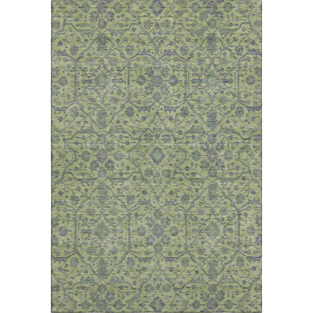 HomeRoots 9' X 12' Vibrant Lime Green and Gray Oriental Area Rug with UV Protection for High-Traffic Homes 685975