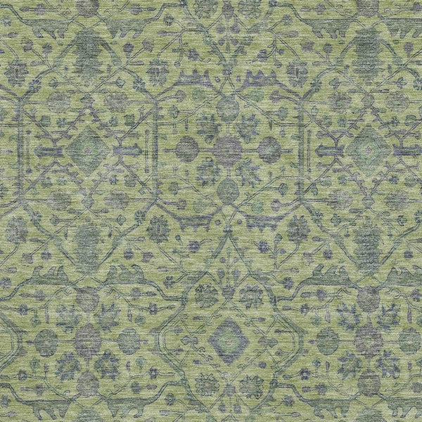 HomeRoots 9' X 12' Vibrant Lime Green and Gray Oriental Area Rug with UV Protection for High-Traffic Homes 685975