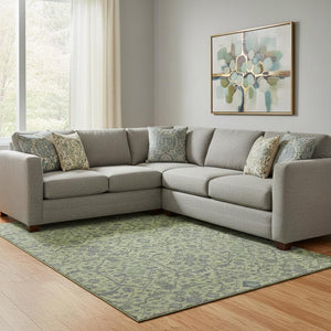 HomeRoots 10' X 14' Vibrant Lime Green & Gray Washable Area Rug with UV Protection for Busy Households 685976