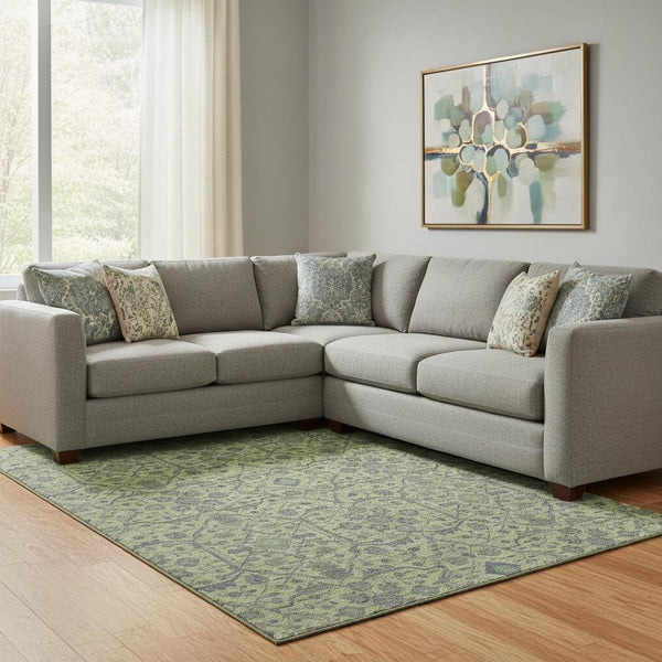HomeRoots 10' X 14' Vibrant Lime Green & Gray Washable Area Rug with UV Protection for Busy Households 685976